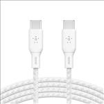 Belkin, BoostCharge, Braided, USB-C, to, USB-C, Cable, (2m/6.6ft), -, White, (CAB014bt2MWH), 100W, 480Mbps, 30K+, Samsung, Galaxy, iPad, 
