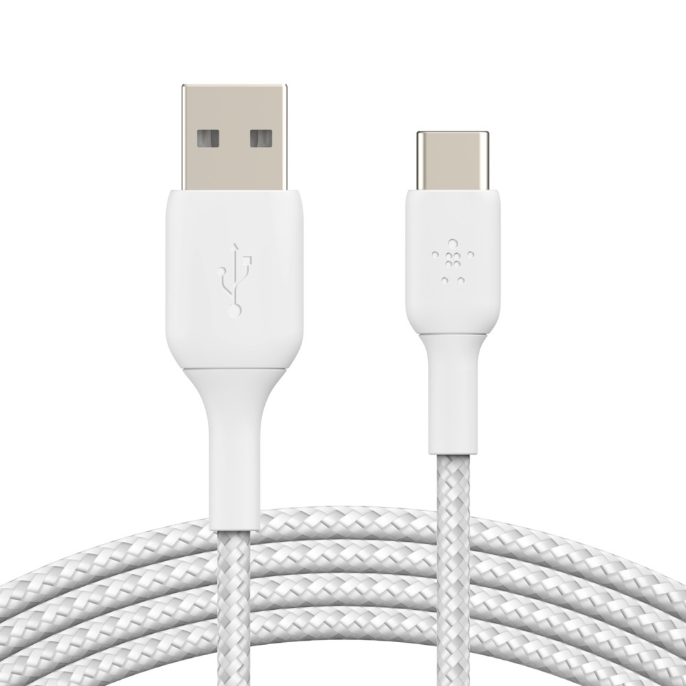 Cables/Belkin: Belkin, USB-A, TO, USB-C, BRAIDED, CABLE, 1M, WHITE, 