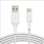 Belkin, USB-A, TO, USB-C, BRAIDED, CABLE, 1M, WHITE, 