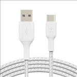 Belkin, USB-A, TO, USB-C, BRAIDED, CABLE, 2M, WHITE, 