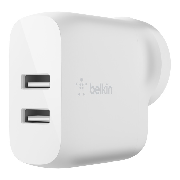 BELKIN, 2, PORT, WALL, CHARGER, 12W, USB-A, (2), BOOST, CHARGE, WHITE, 2YR, WTY, WITH, $2500, CEW, 