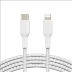 Belkin, BOOST, CHARGE, Braided, Lightning, to, USB-C, Cable, (1m/3.3ft), -, White(CAA004bt1MWH), MFi, certified, Tested, to, withstand, 