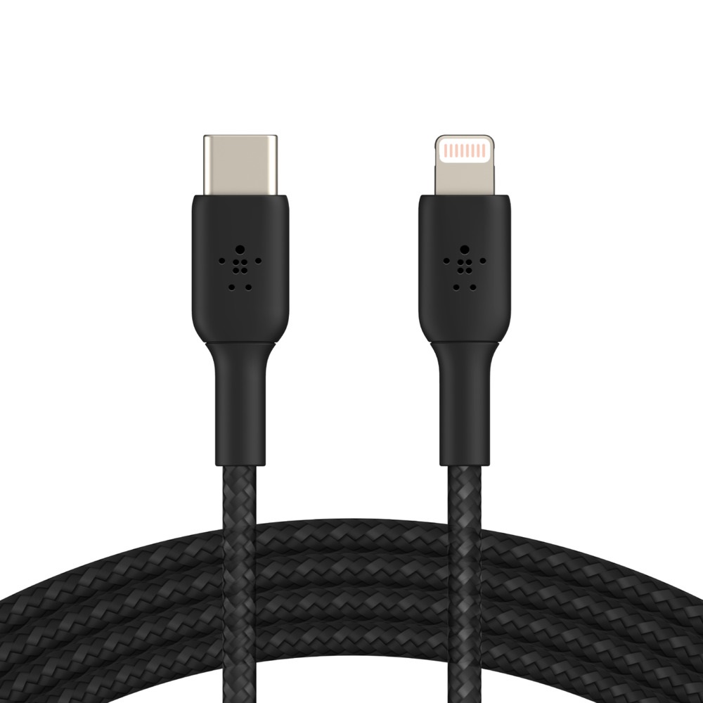 Cables/BELKIN: BELKIN, BOOSTCHARGE, 2M, USB-C, TO, LIGHTNING, CHARGE/SYNC, CABLE, MFi, BRAIDED, BLACK, 2, YR, 