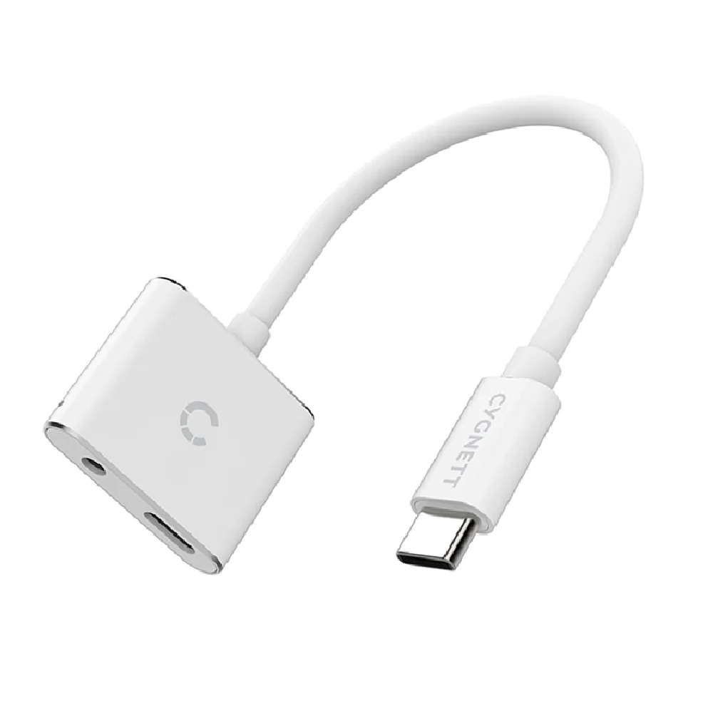 Cables/Cygnett: Cygnett, Essentials, USB-C, Audio, &, Charge, Adapter, -, White, (CY2866PCCPD), 3.5mm, Headphones, to, USB-C, Connection, Support, USB, 