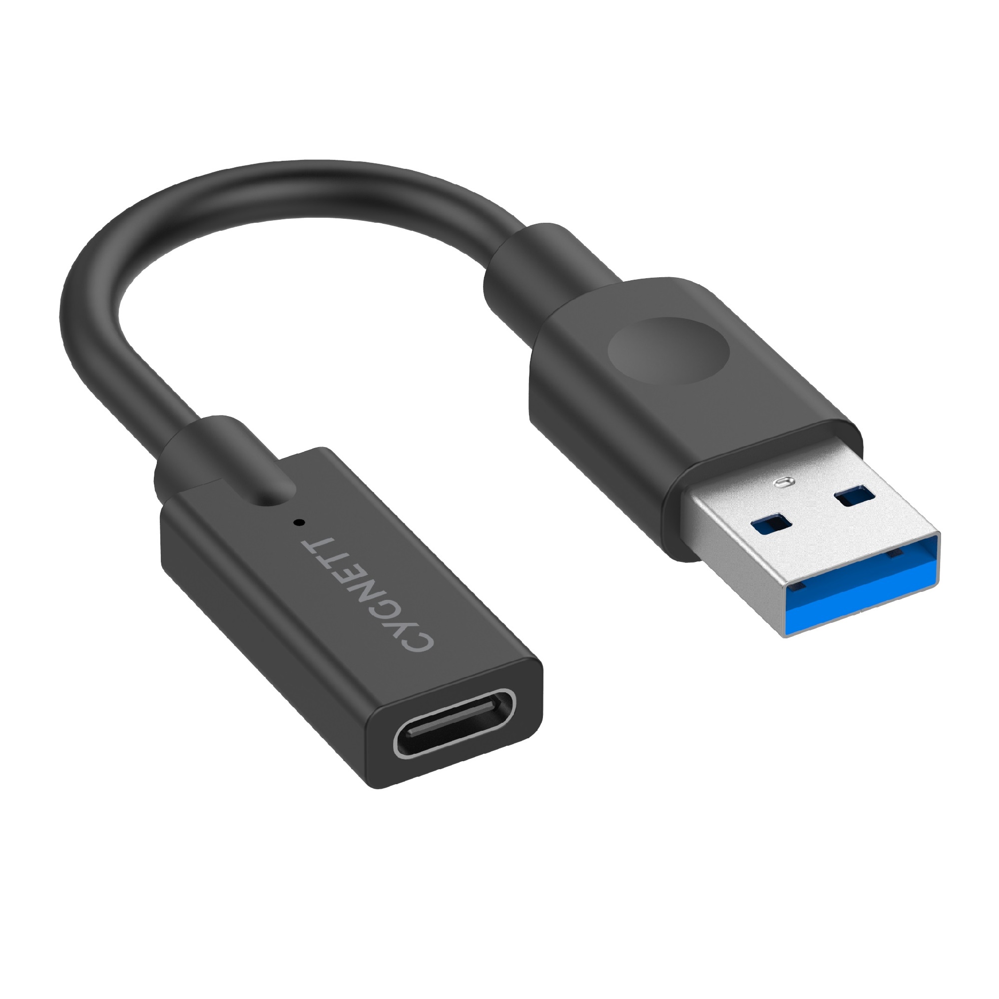 Cygnett, Essential, 10cm, USB-A, Male, to, USB-C, Female, Cable, Adapter, -, Black, (CY3321PCUSA), High, speed, 5GBPS, Compact, lightwei, 