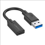 Cygnett, Essential, 10cm, USB-A, Male, to, USB-C, Female, Cable, Adapter, -, Black, (CY3321PCUSA), High, speed, 5GBPS, Compact, lightwei, 