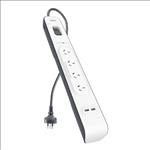 Belkin, 2.4, Amp, USB, Charging, 4-outlet, Surge, Protection, Strip, -, White/Grey(BSV401au2M), Surge, protection, up, to, 525, joules, D, 