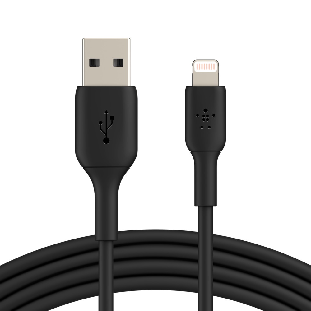 BELKIN, 1M, USB-A, TO, LIGHTNING, CHARGE/SYNC, CABLE, MFi, BLACK, 2, YRS, 