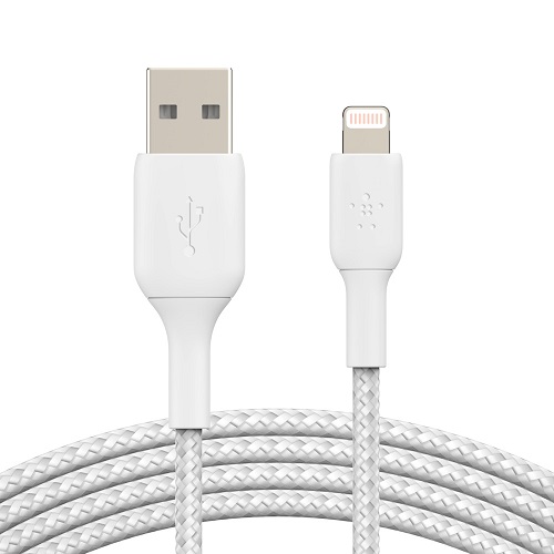 Belkin, LIGHTNING, TO, USB-A, BRAIDED, CABLE, 2M, WHT, 
