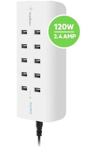 Belkin, 10-PORT, USB-A, CHARGING, STATION, 2.4, AMPS, 