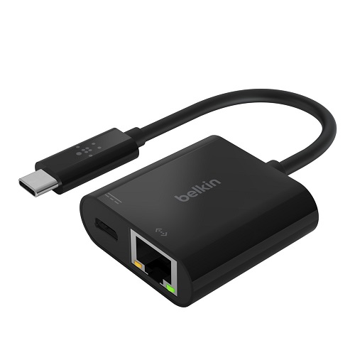 BELKIN, ADAPTER, USB-C, TO, GIGABIT, ETHERNET, AND, USB-C, PD, 60W, PASS, THRU, 2, YR, WTY, 