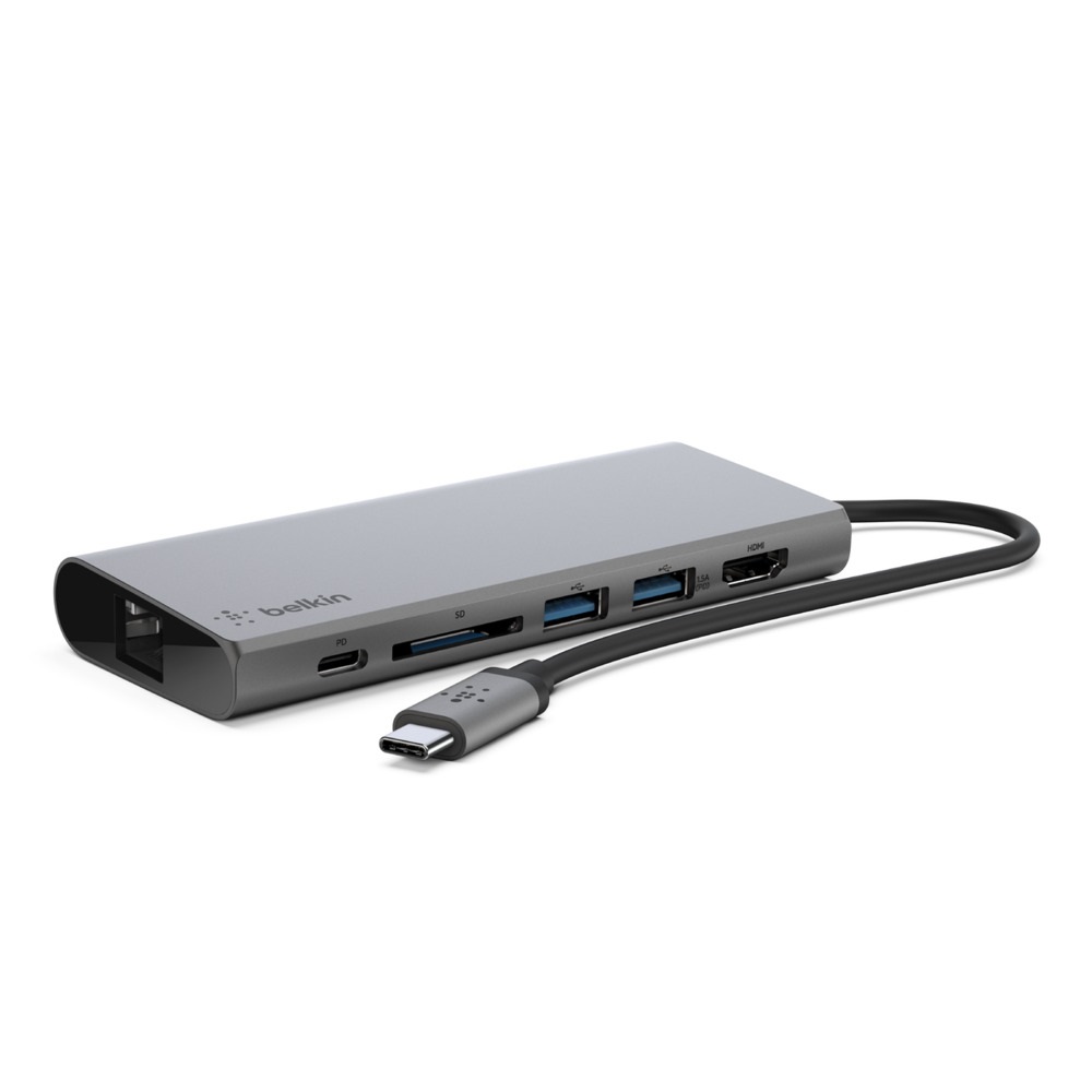 Belkin, USB-C, Multimedia, Hub, -, Grey(F4U092btSGY), Reliable, data, transfer, Supremely, portable, Stay, charged, with, pass-through, 