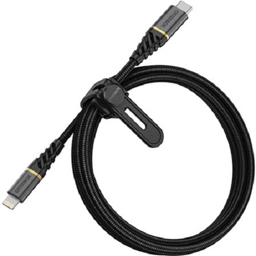 Cables/Otterbox: OtterBox, Lightning, to, USB-C, Fast, Charge, Cable, (1M), -, Premium, -, Glamour, Black, (78-52654), MFi/USB, PD, 3, AMPS, (60W), 480, M, 