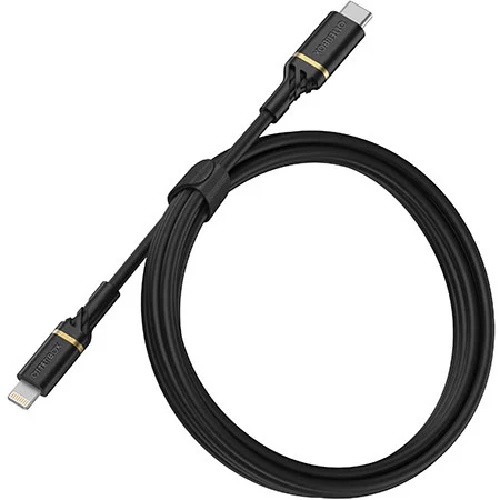 Cables/Otterbox: OtterBox, Lightning, to, USB-C, Fast, Charge, Cable, (1M), -, Black, Shimmer, (78-52551), MFi/USB, PD, 3, AMPS, (60W), 480, Mbps, Data, T, 