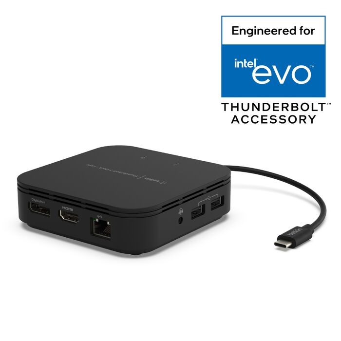 Belkin, Thunderbolt, 3, Dock, Core, -, Black(F4U110bt), Dual, 4k, monitor, support, Supports, pass-through, power, from, a, laptop, to, co, 