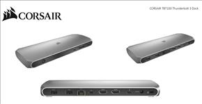 CORSAIR, TBT100, Thunderbolt, 3, 2x, USB-C, 3.2, 2x, 4K, @, 60Hz, HDMI, GB, Ethernet, SDXC, Card, Slim, Aluminum., 100w, Adaptor, 85w, 