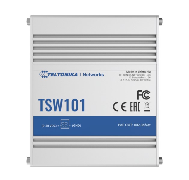 Teltonika, TSW101, -, Automotive, Unmanaged, PoE+, Switch, 112W, 4x, PoE, Ports, 