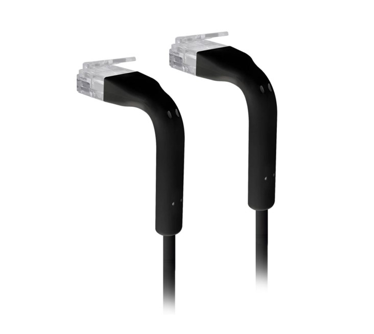 UniFi, Patch, Cable, 1m, Black, Both, End, Bendable, to, 90, Degree, RJ45, Ethernet, Cable, Cat6, Ultra-Thin, 3mm, Diameter, U-Cable-P, 