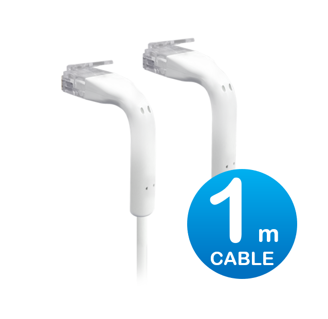 UniFi, Patch, Cable, 1m, White, Both, End, Bendable, to, 90, Degree, RJ45, Ethernet, Cable, Cat6, Ultra-Thin, 3mm, Diameter, U-Cable-P, 