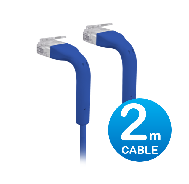 UniFi, Patch, Cable, 2m, Blue, Both, End, Bendable, to, 90, Degree, RJ45, Ethernet, Cable, Cat6, Ultra-Thin, 3mm, Diameter, U-Cable-Pa, 