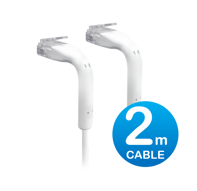 UniFi, Patch, Cable, 2m, White, Both, End, Bendable, to, 90, Degree, RJ45, Ethernet, Cable, Cat6, Ultra-Thin, 3mm, Diameter, U-Cable-P, 