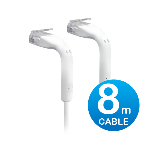 UniFi, Patch, Cable, 8m, White, Both, End, Bendable, to, 90, Degree, RJ45, Ethernet, Cable, Cat6, Ultra-Thin, 3mm, Diameter, U-Cable-P, 