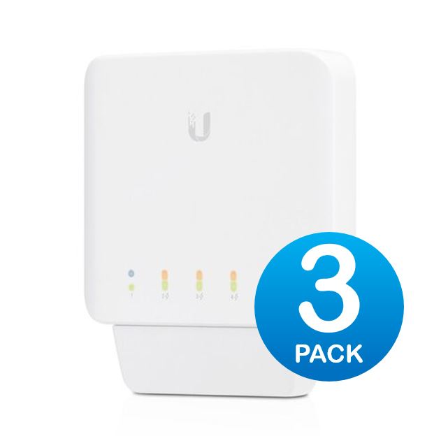 Ubiquiti, USW, Flex, 3, Pack-, Managed, Layer, 2, Gigabit, switch, with, auto-sensing, 802.3af, PoE, support., 1x, PoE, In, 4x, PoE, Out, 