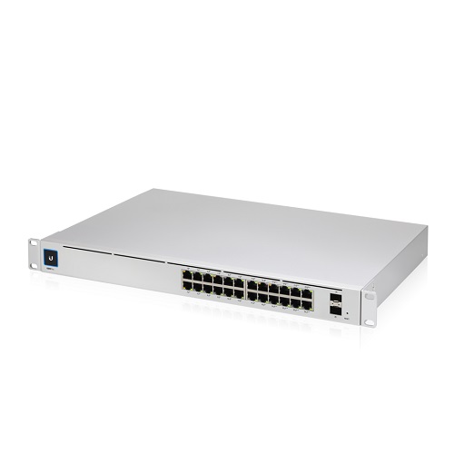 Ubiquiti, UniFi, 24, port, Managed, Gigabit, Layer2, and, Layer3, switch, with, auto-sensing, 802.3at, PoE+, and, 802.3bt, PoE, SFP+, :, 