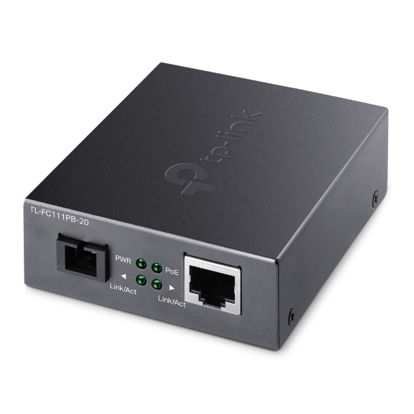 TP-Link, TL-FC111PB-20, 10/100Mbps, WDM, Media, Converter, with, 1-Port, PoE, -, IEEE, 802.3u, 20KM, 1310, nm, TX, 1550, nm, RX, 