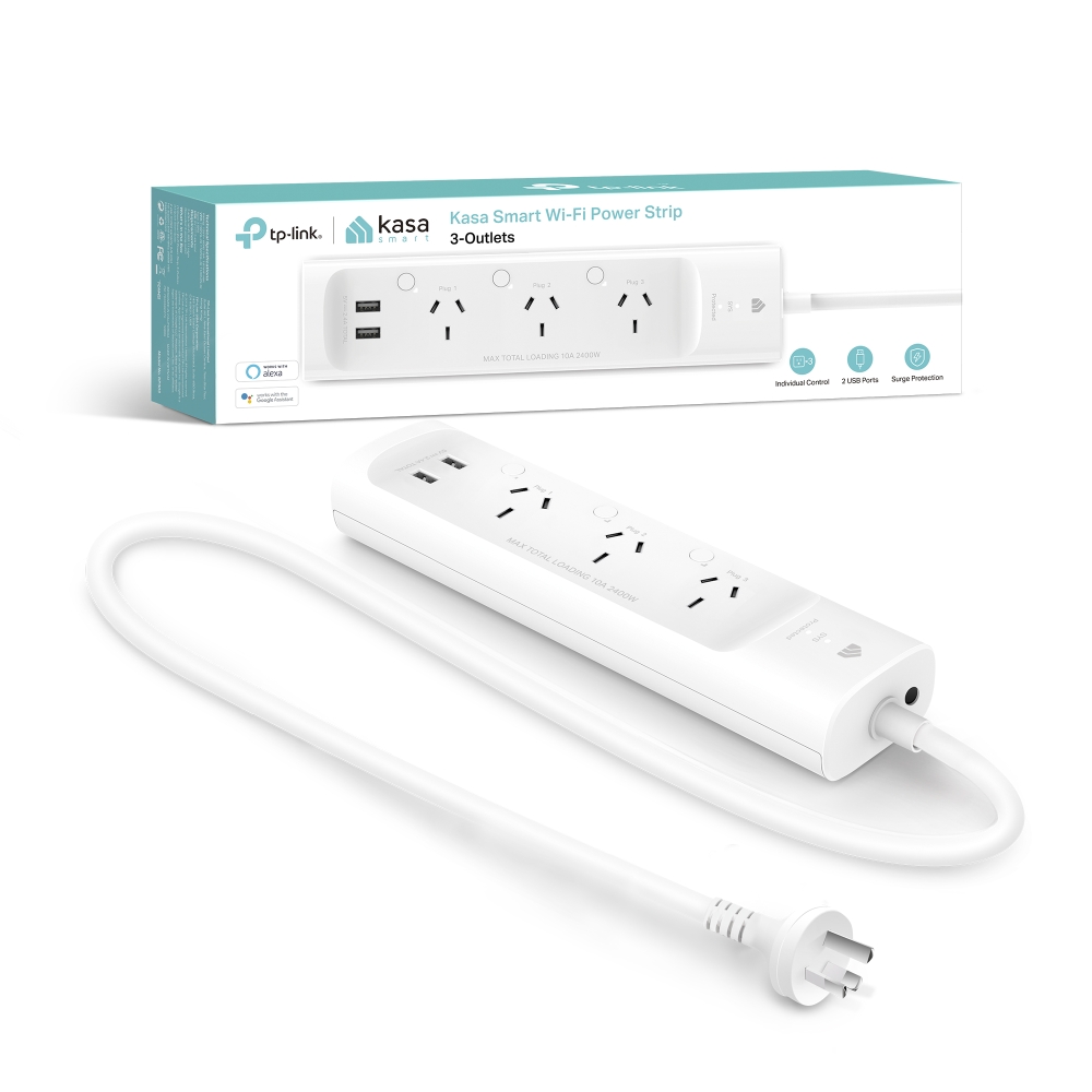 TP-Link, KP303, Kasa, Smart, Wi-Fi, Power, Strip, 3-Outlets, 2, USB, Ports, IEEE, 802.11, b/g/n, 2.4, GHz, 
