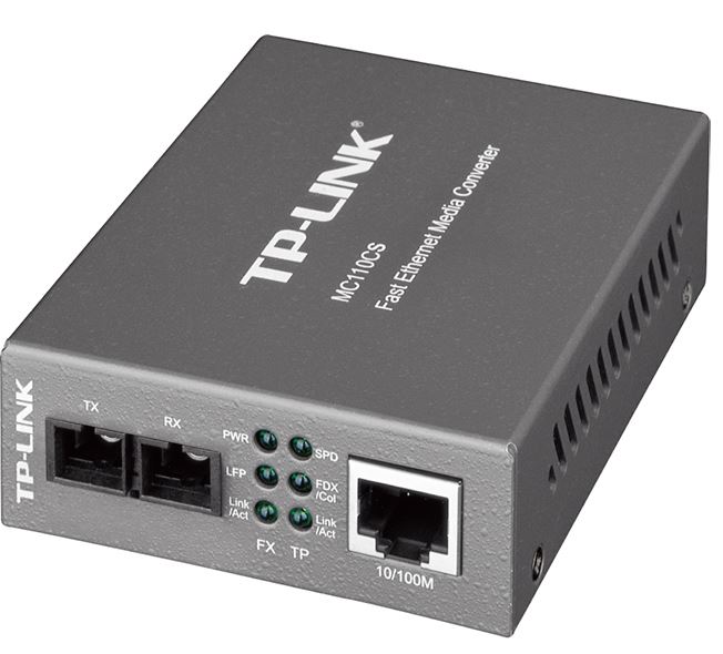 TP-Link, MC110CS, 10/100Mbps, Single-Mode, Media, Converter, Convert, 100BASE-FX, fiber, to, 100Base-TX, copper, media, Extends, fiber, 