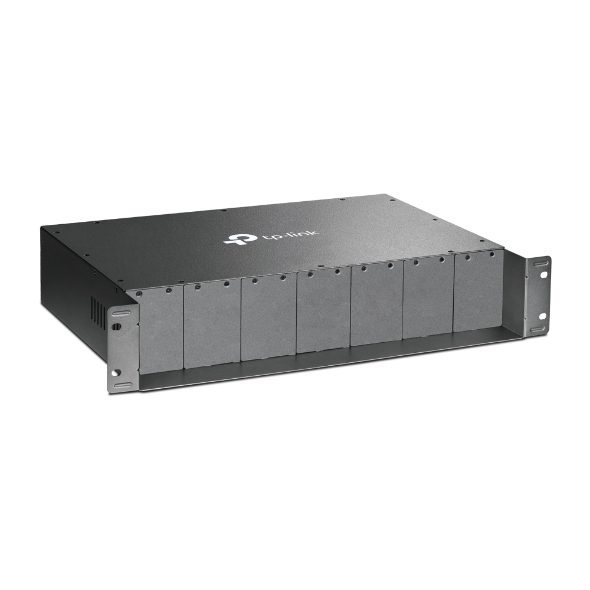 TP-Link, MC1400, 19, 2U, Rackmount, Chassis, for, 14-Slot, Media, Converters, Redundant, Power, Supply, Hot-Swappable, Mounted, Two, 