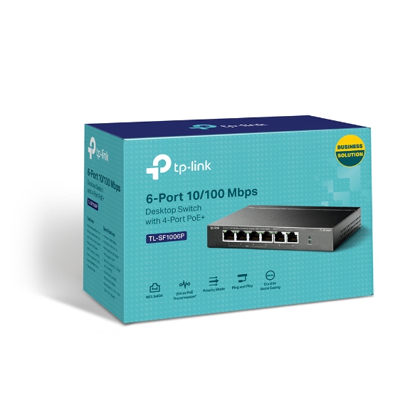 TP-Link, TL-SF1006P, 6-Port, 10/100Mbps, Desktop, Switch, with, 4-Port, PoE+, 