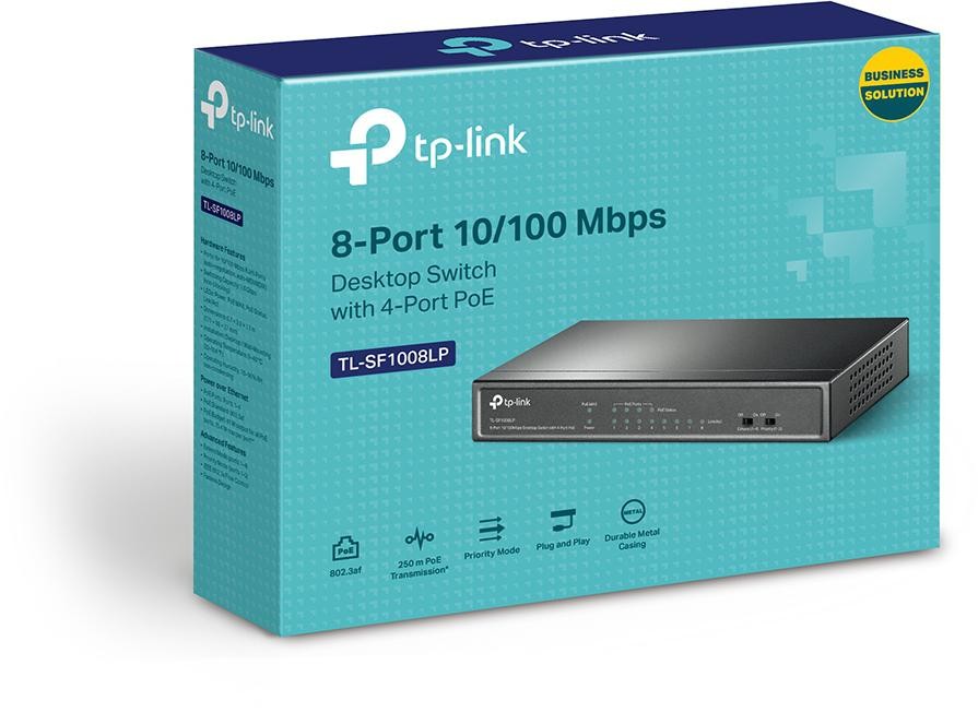 Wireless Networking/TPLINK: TP-LINK, 8-PORT, UNMANAGED, SWITCH, 10/100(8), POE(4), BLACK, 5YR, 