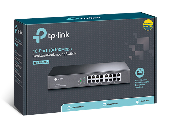 TP-Link, TL-SF1016DS, 16-Port, 10/100Mbps, Smart, Switch, or, wall-mounting, design, Plug, and, play, 3.2Gbps, Switching, Capacity, Aut, 