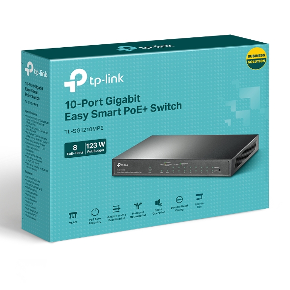 Wireless Networking/TP-LINK: TP-Link, TL-SG1210MPE, 10-Port, Gigabit, Easy, Smart, Switch, with, 8-Port, PoE+, 