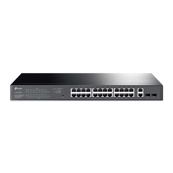 TP-LINK, 28-PORT, EASY, SMART, GIGABIT, SWITCH, POE+(24), SFP(2), 250W, METAL, CASE, 5YR, 