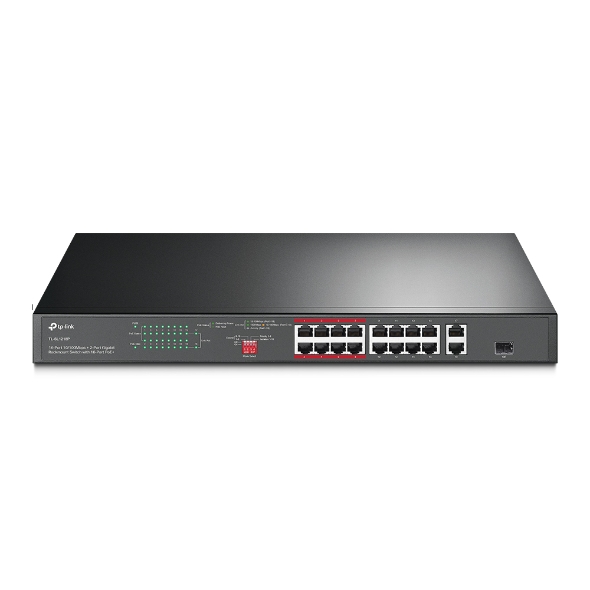 Wireless Networking/TPLINK: TP-LINK, 16-PORT, UNMANAGED, SWITCH, POE+(16), GbE(2), SFP, (1), 150W, METAL, CASE, 5YR,