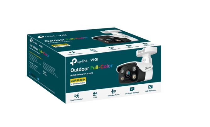 Cameras/TP-LINK: TP-Link, VIGI, 4MP, VIGI, C340(4mm), Outdoor, Full-Colour, Bullet, Network, Camera, 4mm, Lens, (LS), 