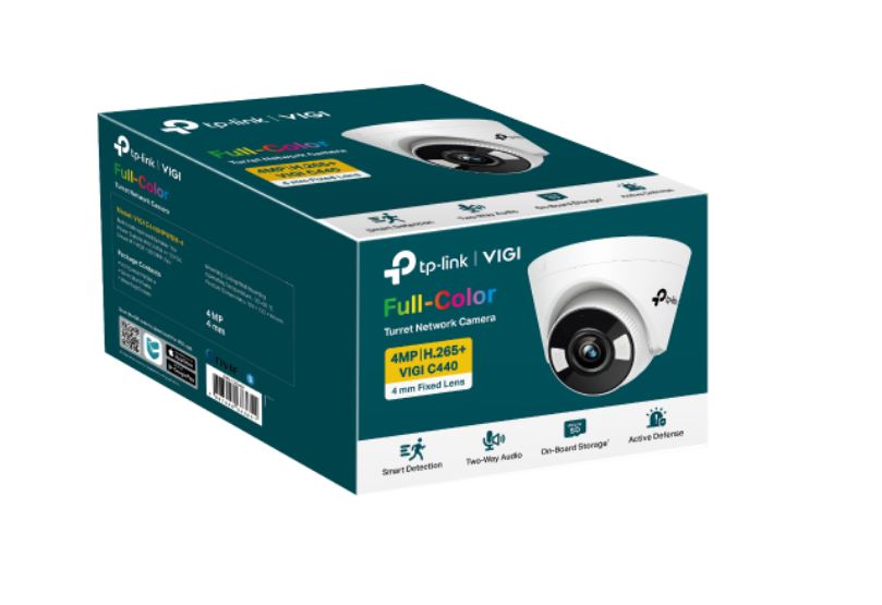 Cameras/TP-LINK: TP-Link, VIGI, 4MP, Full-Colour, Turret, Network, Camera, -, 2.8mm, 