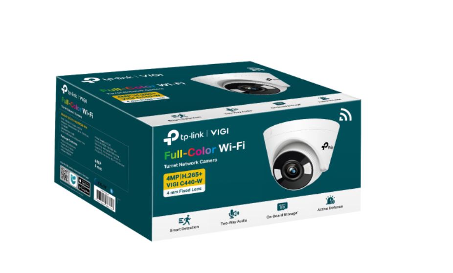 TP-Link, VIGI, 4MP, VIGI, C440-W(4mm), Full-Colour, Wi-Fi, Turret, Network, Camera, -, 4mm, (LS), 