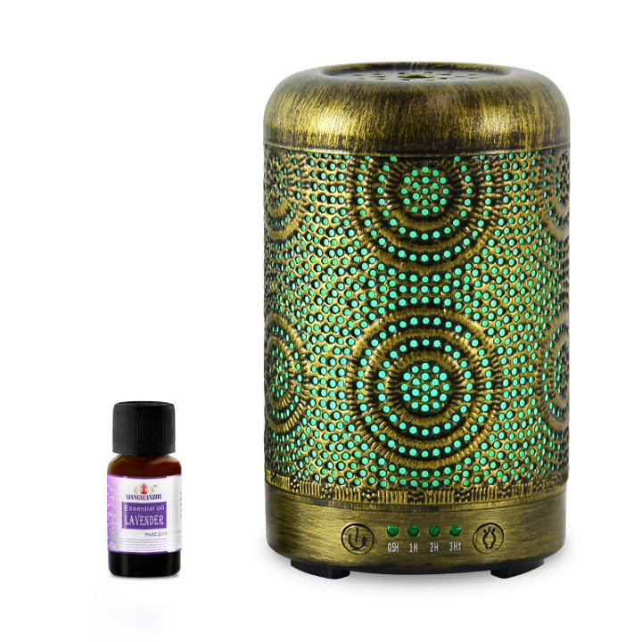 mbeatÂ®, activiva, Metal, Essential, Oil, and, Aroma, Diffuser-Vintage, Gold, -100ml, 