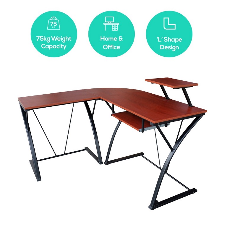 mbeatÂ®, actiVIVA, Khloe, L-Shape, Modern, Computer, Desk, -, MDF, Board/Powder, Coated, Frame/Weight, Capacity, 75kgs/Ideal, for, Home, 