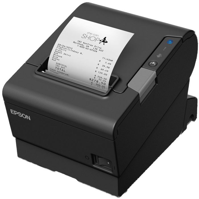 Epson, TM-T88VI, USB, printer, Built-in, Ethernet, +, Serial, Comms, Cable, and, AC, Line, Cord, -, POS, 