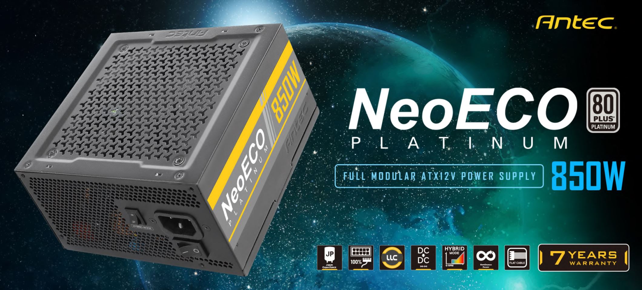 Antec, NEP, 850W, 80+, Platinum, Fully, Modular, Zero, RPM, 28(18+10), pin, MBU, 2x, 8PIN, EPS, Japanese, Heavy, Capacitors, LLC, AT, 