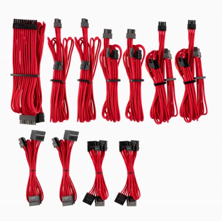 For, Corsair, PSU, -, Red, Premium, Individually, Sleeved, DC, Cable, Pro, Kit, Type, 4, (Generation, 4), 