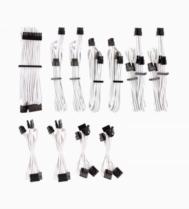 For, Corsair, PSU, -, WHITE, Premium, Individually, Sleeved, DC, Cable, Pro, Kit, Type, 4, (Generation, 4), 