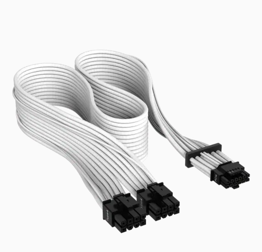 Corsair, Premium, Individually, Sleeved, 12+4pin, PCIe, Gen, 5, Type-4, 600W, 12VHPWR, Cable, White, 4080, /, 4070, /, 4090xx, 