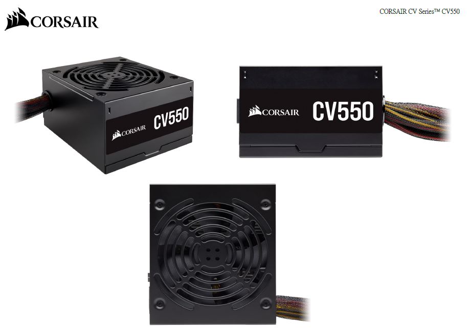 Corsair, 550W, CV, Series, CV550, 80, PLUS, Bronze, Certified, Up, to, 88%, Efficiency, Compact, 125mm, design, easy, fit, and, airflow, 