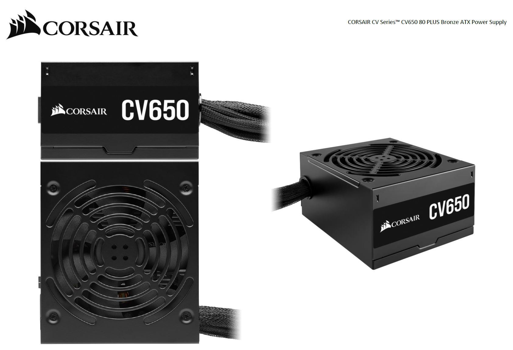 Corsair, 650W, CV650, 80+, Bronze, Certified, up, to, 88%, Efficiency, 125mm, Compact, Design, EPS, 8PIN, x, 2, PCI-E, x, 2, ATX, Power, 